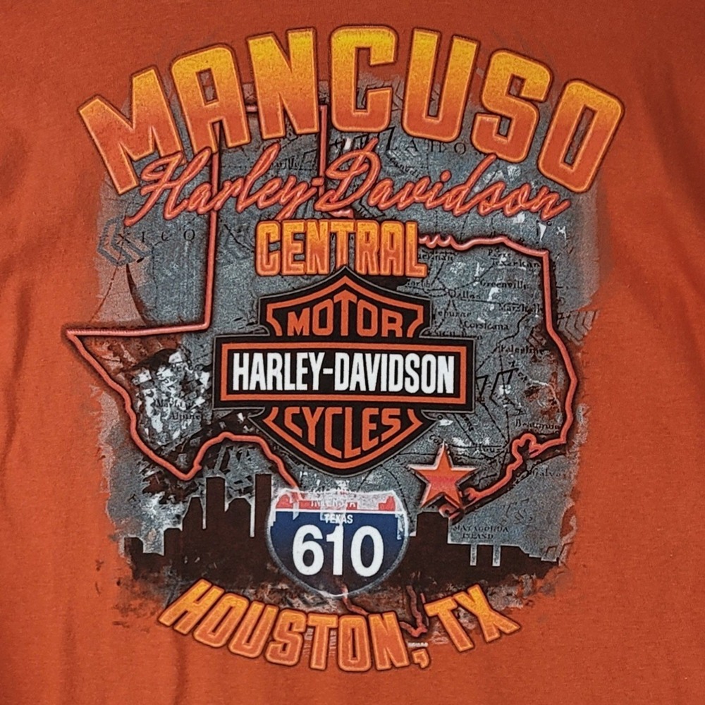 Harley Davidson Mens Long Sleeve Graphic T-Shirt Orange 3XL Bar Shield 2015 - Picture 9 of 16